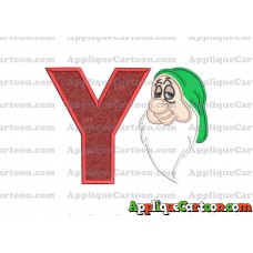 Sleepy Snow White Applique Design With Alphabet Y