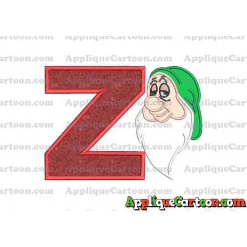Sleepy Snow White Applique Design With Alphabet Z