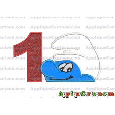 Smurf Head Applique Embroidery Design Birthday Number 1