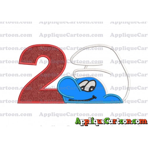 Smurf Head Applique Embroidery Design Birthday Number 2