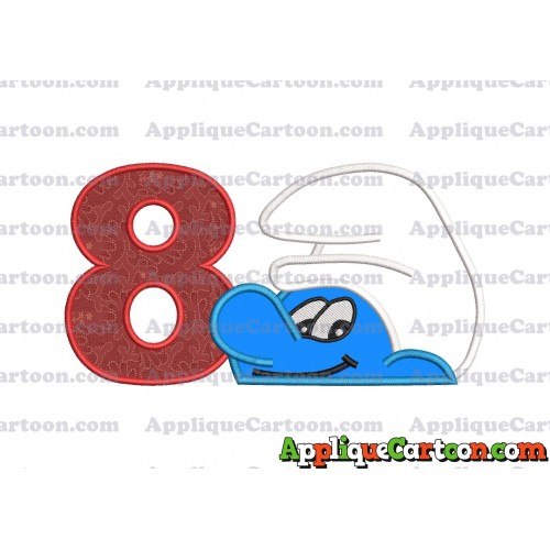 Smurf Head Applique Embroidery Design Birthday Number 8