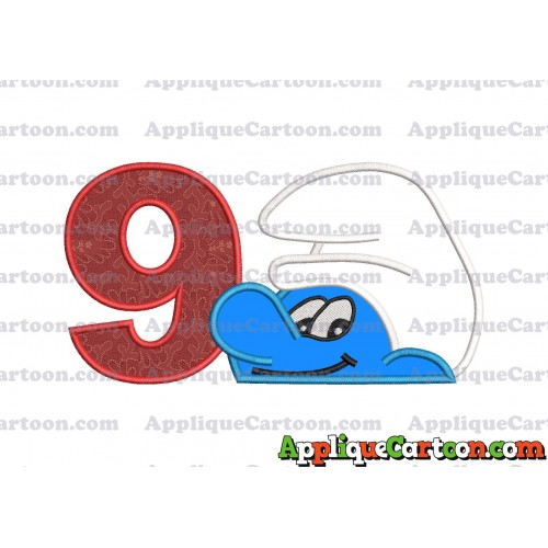 Smurf Head Applique Embroidery Design Birthday Number 9