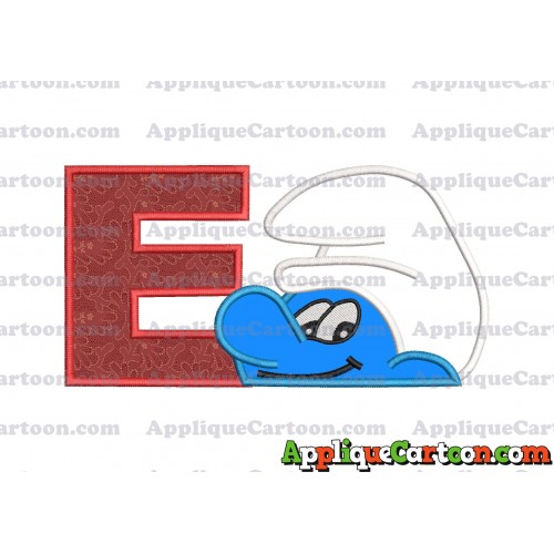 Smurf Head Applique Embroidery Design With Alphabet E