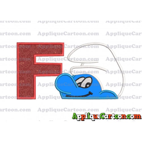 Smurf Head Applique Embroidery Design With Alphabet F
