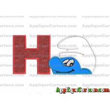 Smurf Head Applique Embroidery Design With Alphabet H