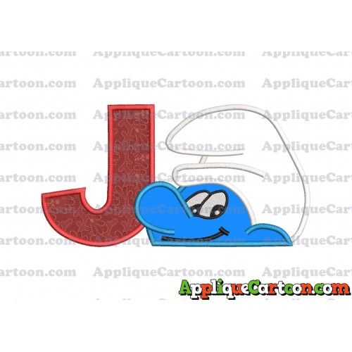 Smurf Head Applique Embroidery Design With Alphabet J