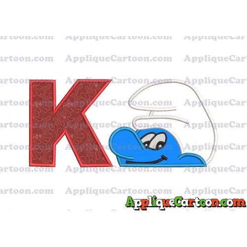 Smurf Head Applique Embroidery Design With Alphabet K