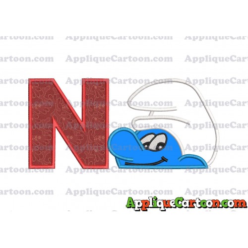 Smurf Head Applique Embroidery Design With Alphabet N
