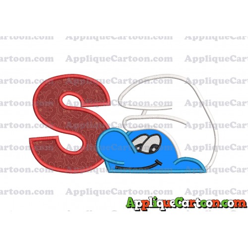 Smurf Head Applique Embroidery Design With Alphabet S