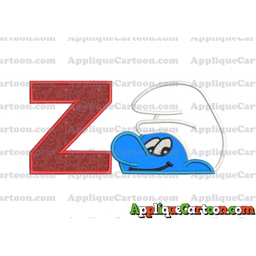 Smurf Head Applique Embroidery Design With Alphabet Z