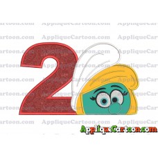 Smurfette Head Applique Embroidery Design 02 Birthday Number 2