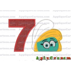 Smurfette Head Applique Embroidery Design 02 Birthday Number 7