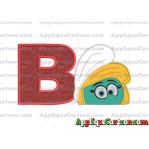 Smurfette Head Applique Embroidery Design 02 With Alphabet B