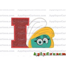 Smurfette Head Applique Embroidery Design 02 With Alphabet I