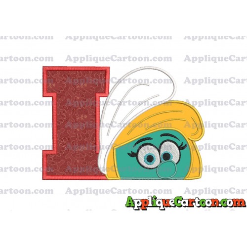 Smurfette Head Applique Embroidery Design 02 With Alphabet I