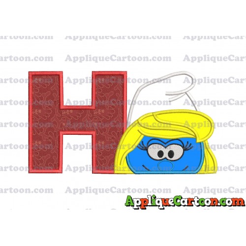 Smurfette Head Applique Embroidery Design With Alphabet H