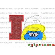 Smurfette Head Applique Embroidery Design With Alphabet I