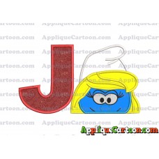 Smurfette Head Applique Embroidery Design With Alphabet J