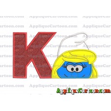 Smurfette Head Applique Embroidery Design With Alphabet K