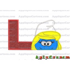Smurfette Head Applique Embroidery Design With Alphabet L