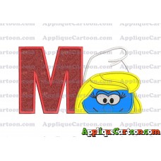 Smurfette Head Applique Embroidery Design With Alphabet M