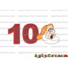 Sneezy Snow White Applique Design Birthday Number 10
