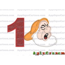 Sneezy Snow White Applique Design Birthday Number 1