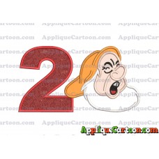 Sneezy Snow White Applique Design Birthday Number 2