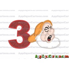 Sneezy Snow White Applique Design Birthday Number 3