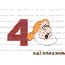 Sneezy Snow White Applique Design Birthday Number 4