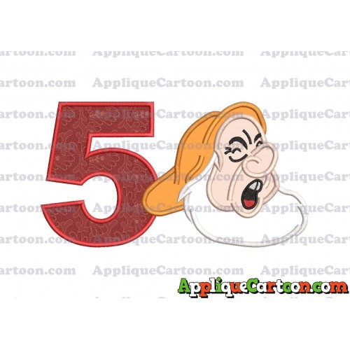 Sneezy Snow White Applique Design Birthday Number 5