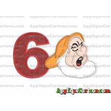 Sneezy Snow White Applique Design Birthday Number 6