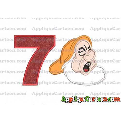 Sneezy Snow White Applique Design Birthday Number 7