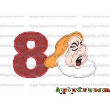 Sneezy Snow White Applique Design Birthday Number 8