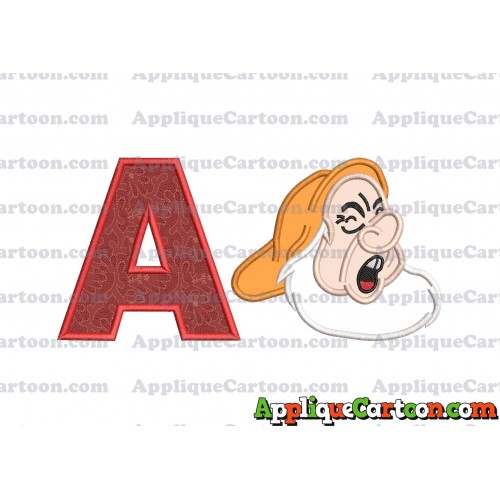 Sneezy Snow White Applique Design With Alphabet A