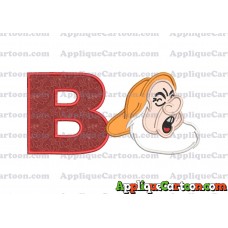 Sneezy Snow White Applique Design With Alphabet B