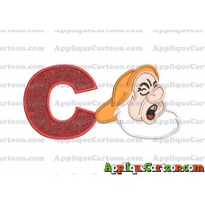Sneezy Snow White Applique Design With Alphabet C