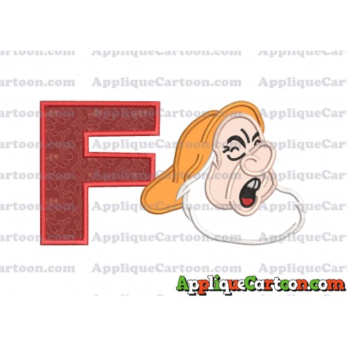 Sneezy Snow White Applique Design With Alphabet F