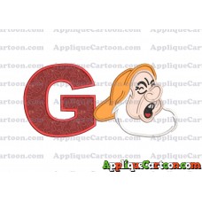 Sneezy Snow White Applique Design With Alphabet G