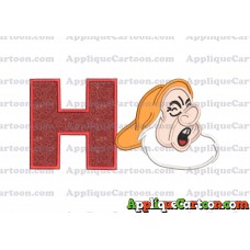Sneezy Snow White Applique Design With Alphabet H