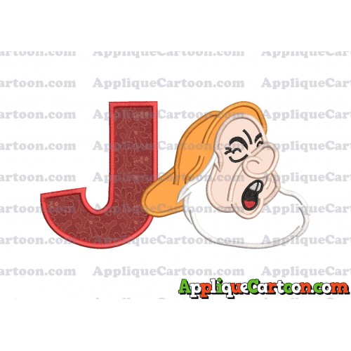 Sneezy Snow White Applique Design With Alphabet J
