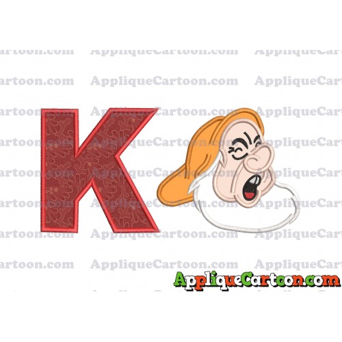 Sneezy Snow White Applique Design With Alphabet K