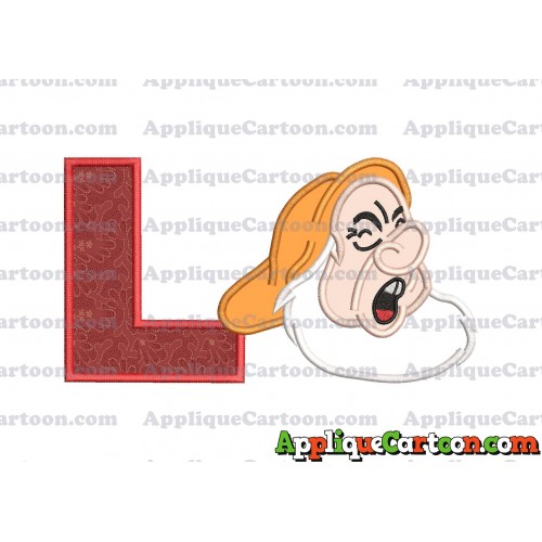 Sneezy Snow White Applique Design With Alphabet L