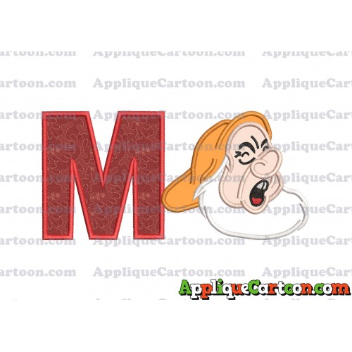 Sneezy Snow White Applique Design With Alphabet M