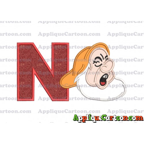 Sneezy Snow White Applique Design With Alphabet N