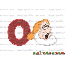 Sneezy Snow White Applique Design With Alphabet O
