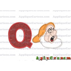 Sneezy Snow White Applique Design With Alphabet Q