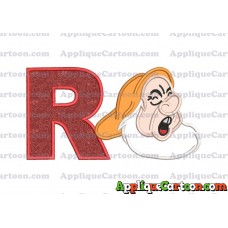 Sneezy Snow White Applique Design With Alphabet R