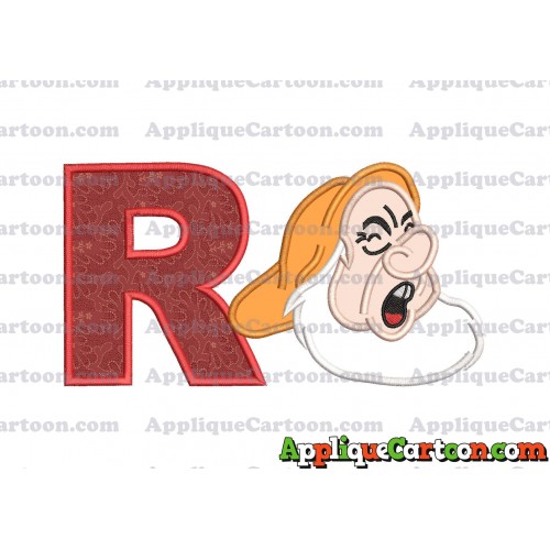 Sneezy Snow White Applique Design With Alphabet R