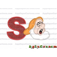 Sneezy Snow White Applique Design With Alphabet S